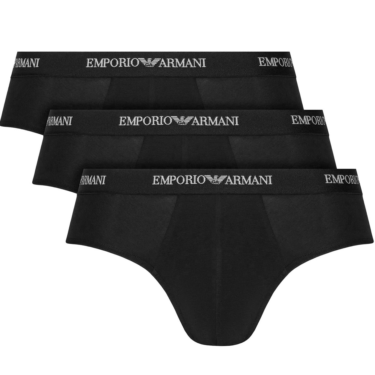 Armani slips met logo band 3-pack zwart